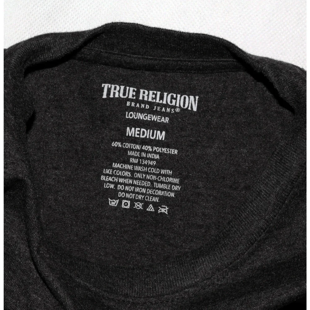 True Religion Loungewear Short Sleeve Buddha Graphic Logo‎ T-Shirt Size Medium